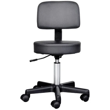 Verstelbare zadelkruk op wielen | Kleur: Zwart | Afmetingen: 35x35x72-84 cm