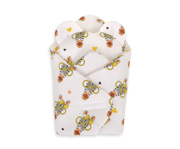 Swaddlekegel voor poppen - wikkeldeken - handgemaakt, inclusief teddybeer kussen