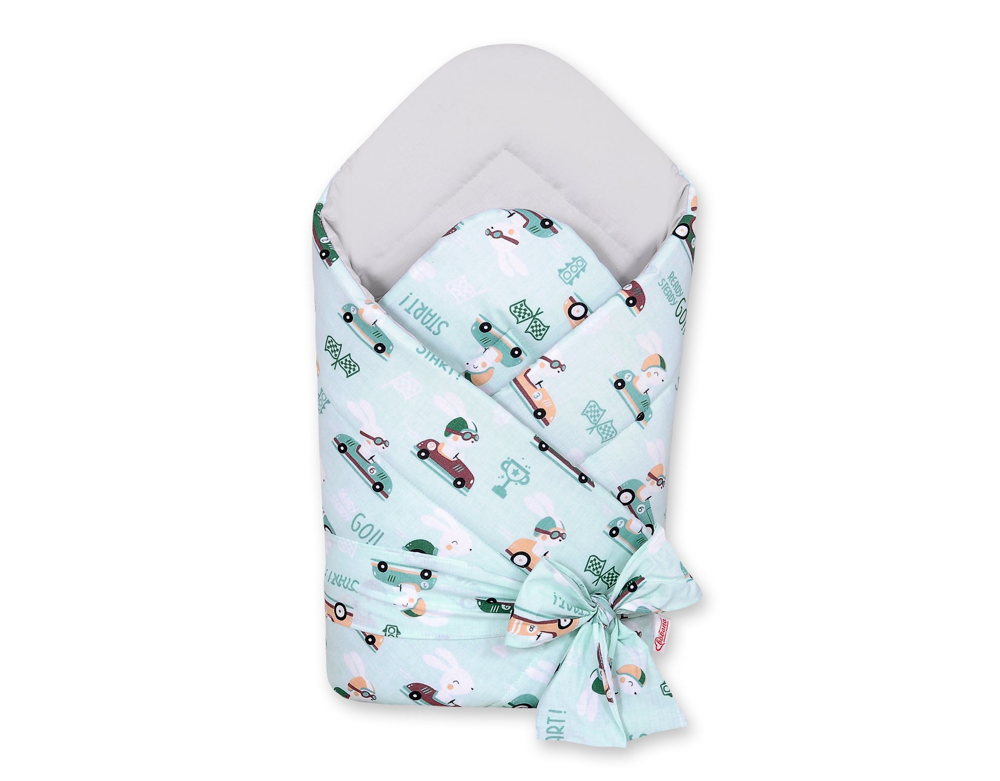 Dubbelsidigt babynest, linda i kon - med rosett - säkert och justerbart - Mint Bunnies