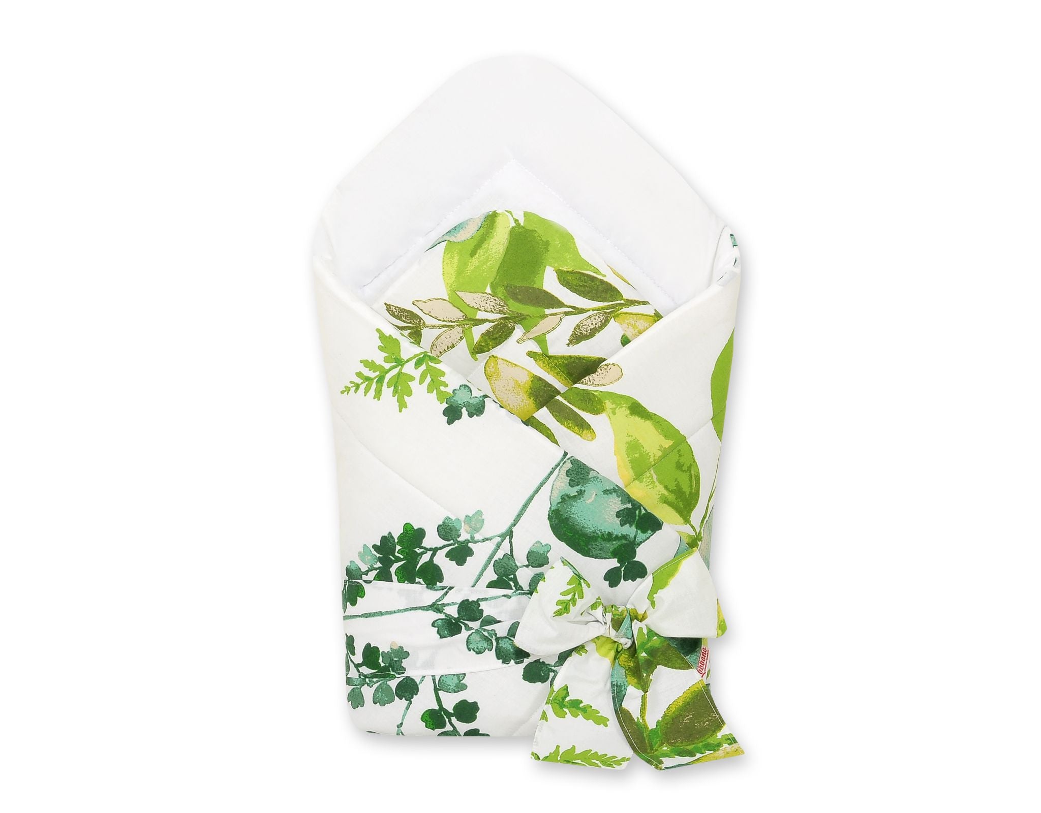 Dubbelzijdig baby nestje - babynest - verstelbaar & warm, 100% katoen, met strik, eucalyptus