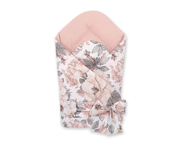 Dubbelsidigt babynest - omlottfilt - varm, justerbar linda med rosett