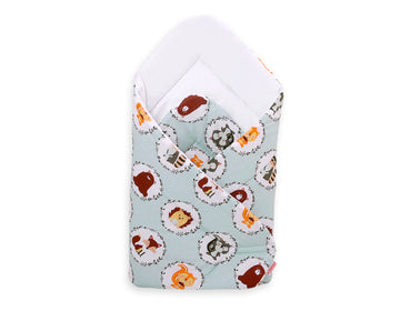 Baby nestje - babynest - warm & geborgen vanaf geboorte – ademend katoen – mint dierenprint