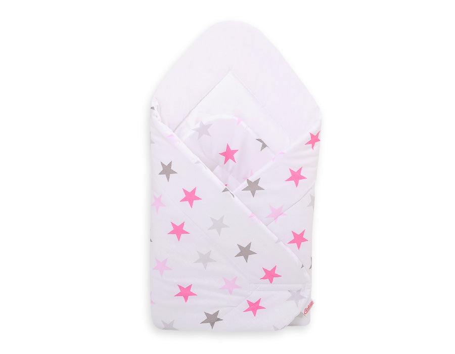 Baby nest, babynestje, extra comfort en geborgenheid voor pasgeborenen – grijs-roze sterrenprint