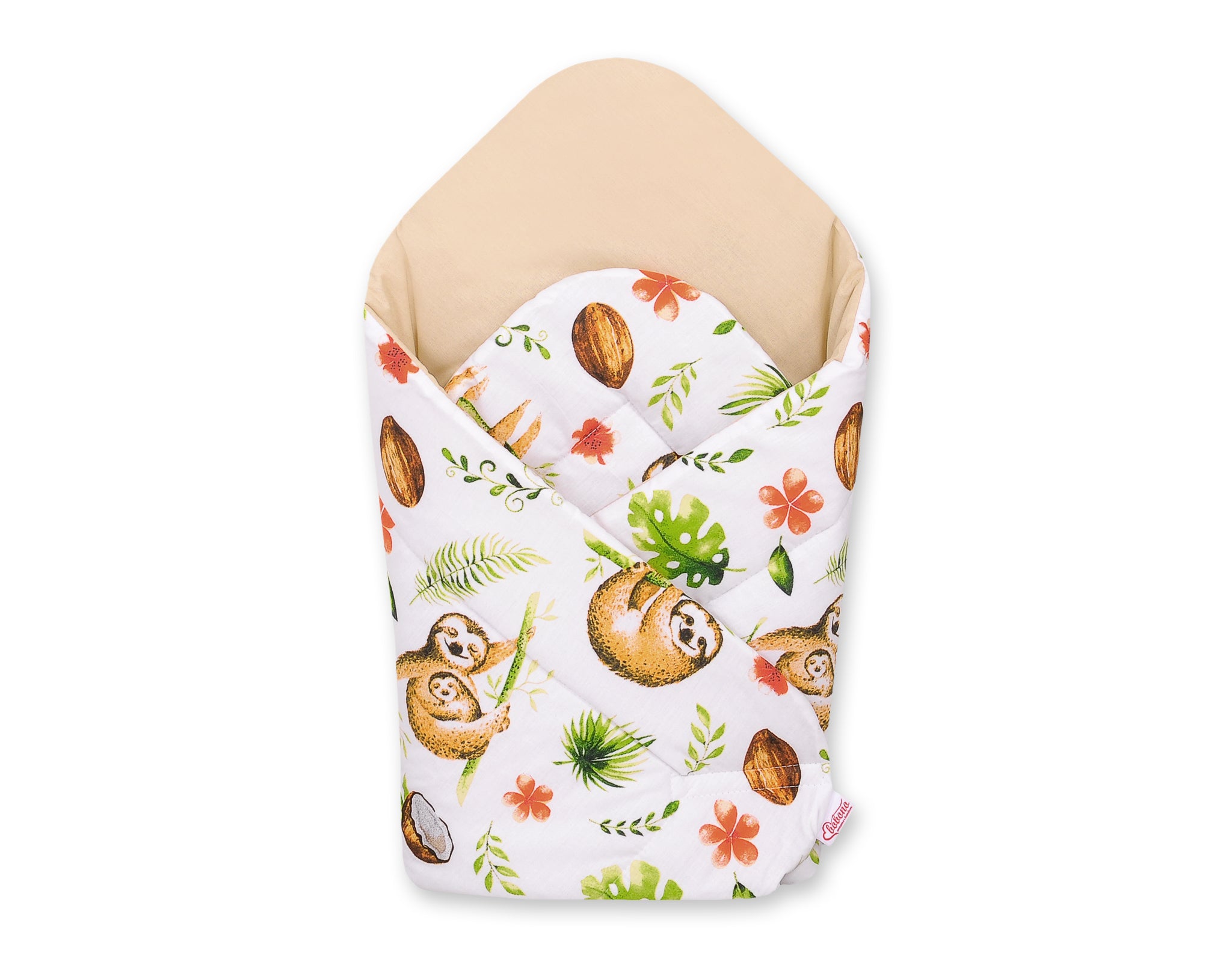 Baby nest, babynestje, optimale veiligheid – verstevigd, ademend katoen, beige luiaards