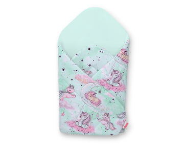 Baby nest, babynestje, met versteviging – comfortabel & veilig – 100% katoen – Unicorn Mint