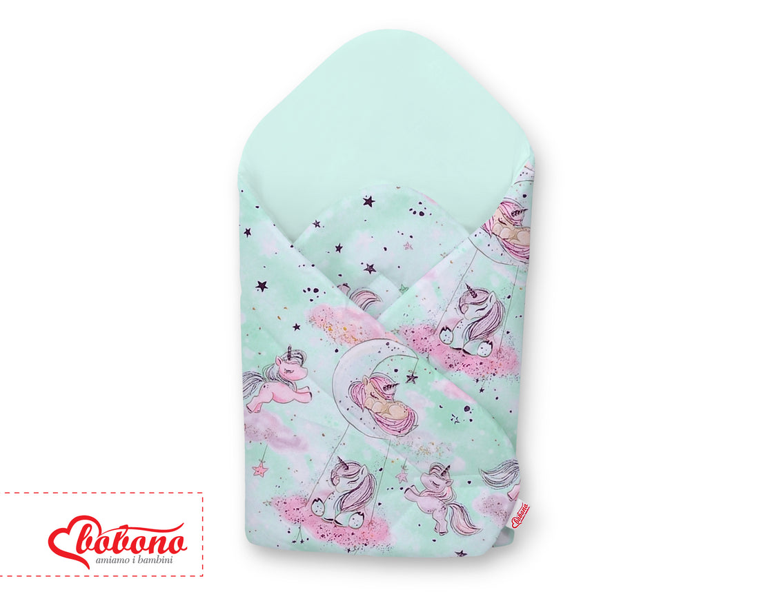 Baby nest, babynestje, met versteviging – comfortabel & veilig – 100% katoen – Unicorn Mint