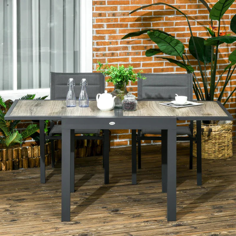 Ausziehbarer Gartentisch - Aluminiumtisch | Farbe: Beige und Grau | Abmessungen: 80x80x75 cm