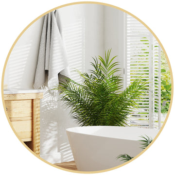 Ronde badkamerspiegel met metalen frame | Kleur: Goud