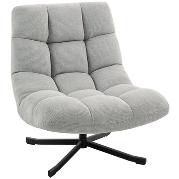 Draaibare loungestoel - Lichtgrijze chenille fauteuil | Kleur: Lichtgrijs | Afmetingen: 75x95x90 cm
