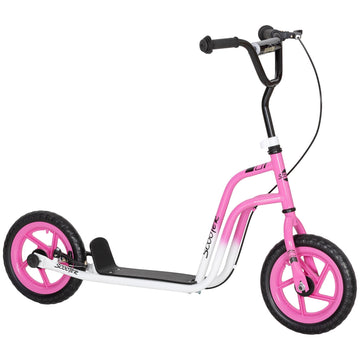 Kinderstep met handrem en grote wielen, verstelbaar, roze | Kleur: Roze