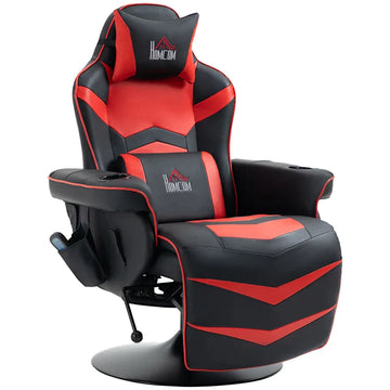 Massage gamingstoel met voetsteun | Kleur: Zwart, rood | Afmetingen: 79.5x82.5x111.5 cm