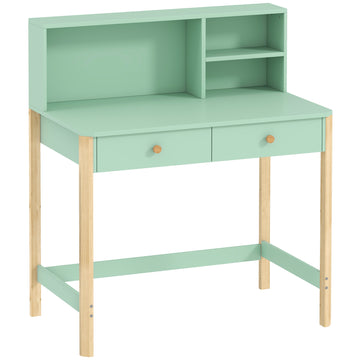 Kinderschrijftafel met lades en opbergruimte | Kleur: Groen | Afmetingen: 90x52x105 cm