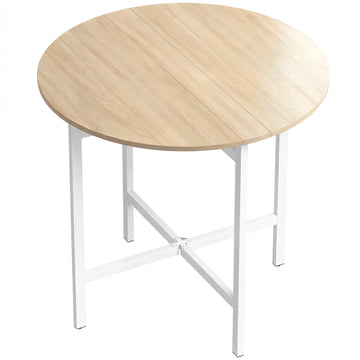 Ronde klaptafel 80 cm met staalframe | Kleur: Natuurhout | Afmetingen: 80x80x76 cm