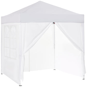 Pop-up partytent 2x2 m met 4 zijwanden | Kleur: Wit | Afmetingen: 200x200x240 cm