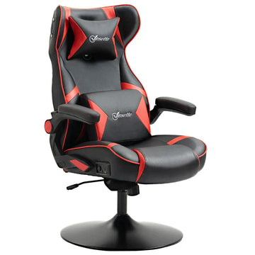 Gamingstoel met Bluetooth speakers | Kleur: Rood+Zwart | Afmetingen: 73x69x112-118 cm