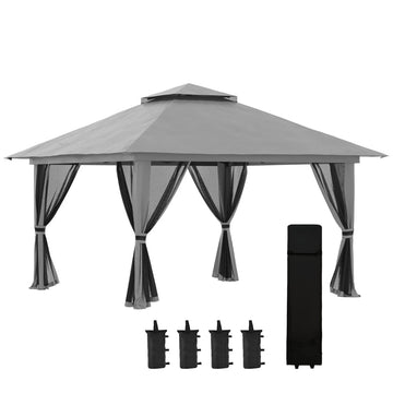Opvouwbare partytent met zijwanden | Kleur: Donkergrijs | Afmetingen: 392x392x283 cm