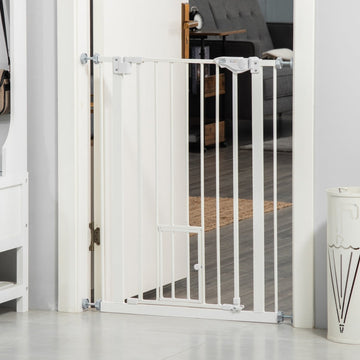 Honden- en kattenhekje met kattenluik | Kleur: Wit