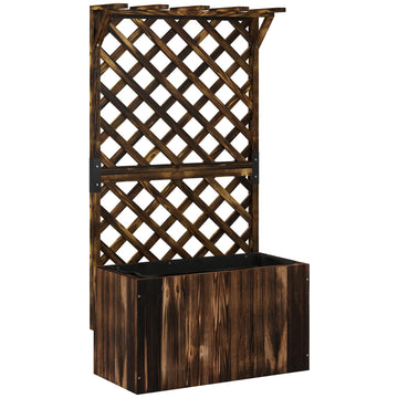 Verhoogde plantenbak met trellis | Kleur: Bruin | Afmetingen: 33x64x122 cm