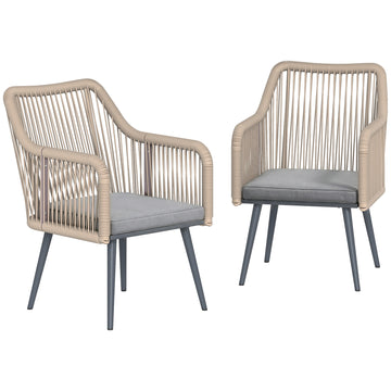 Tuinstoelen 2-delige set met armleuningen | Kleur: Hellgrau | Afmetingen: 54x65x80 cm