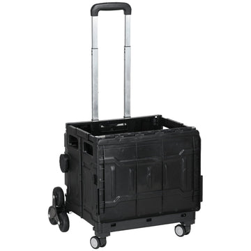 Opvouwbare boodschappentrolley met trapwielen | Kleur: Zwart | Afmetingen: 48x52x100 cm