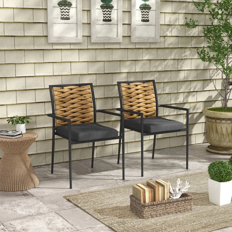 Set van 2 rattan tuinstoelen | Kleur: Bruin+Zwart | Afmetingen: 58x57x87 cm