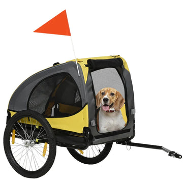 Hondenfietskar voor middelgrote honden | Kleur: Geel | Afmetingen: 71x140x83 cm