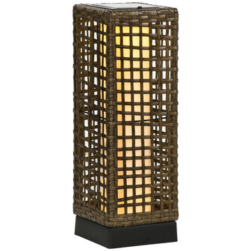 Solar buitenlamp - Rattan look | Kleur: zwart + zand | Afmetingen: 15,5x15,5x46 cm