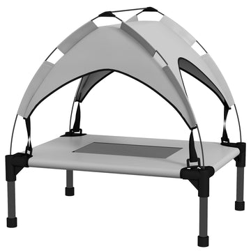 Hondenbed met dak voor buiten - Draagbaar | Kleur: Grijs | Afmetingen: 46x61x63 cm