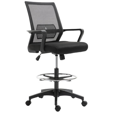 Ergonomische bureaustoel mesh hoge rugleuning | Kleur: Zwart | Afmetingen: 59x64x104-124 cm