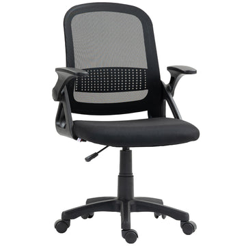 Mesh bureaustoel met klapbare armleuningen | Kleur: Zwart | Afmetingen: 57,5x60x91-101 cm