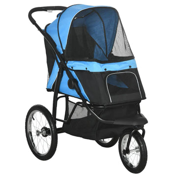 Hondenbuggy voor joggen - Opvouwbare hondenwagen | Kleur: Blauw | Afmetingen: 58x111x107 cm