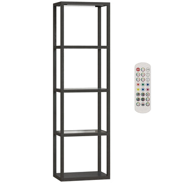 RGB-vloerlamp met 4 glazen planken, afstandsbediening | Kleur: Zwart | Afmetingen: 29x45x157 cm