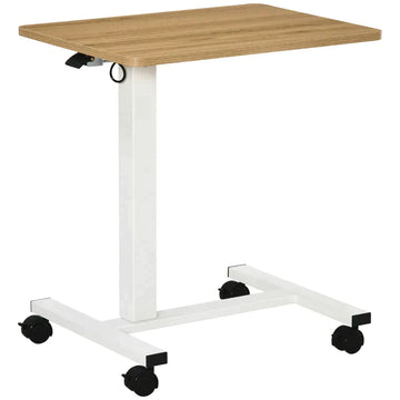 Mobiele laptoptafel - In hoogte verstelbaar | Kleur: Naturel+wit | Afmetingen: 65x48x70-110 cm