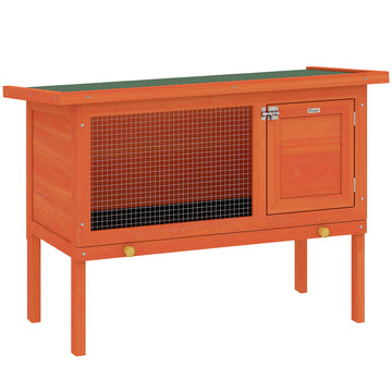 Verhoogd konijnenhok met bitumendak en uitschuifbare lade | Kleur: Oranje | Afmetingen: 45x90x65 cm