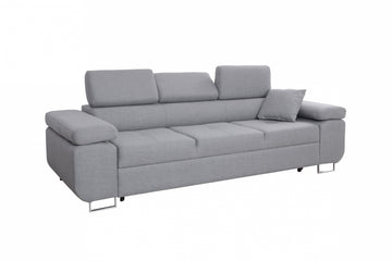 Annabelle II driezitsbank met slaapfunctie en chromen poten | Kleur: Grijstinten | Maat: 255x98x99