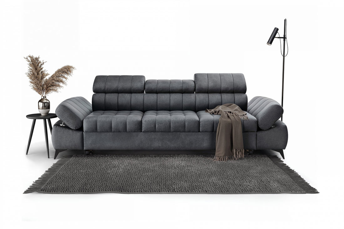 Valoris Driezitsbank met Slaapfunctie & Opbergruimte | Kleur: Antraciet | Afm: 270x79x99 cm