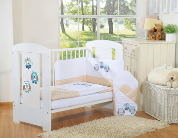 Babybedtextiel set – baby beddengoed – Oeko-Tex katoen, veilig & comfortabel, beige uilen