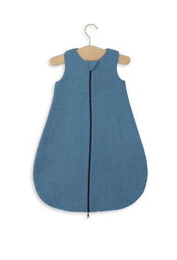 Muslin babysovpåse 0-6 månader - sommarsovpåse - andningsbar och mjuk bomull, TOG 1.0, pastellblå