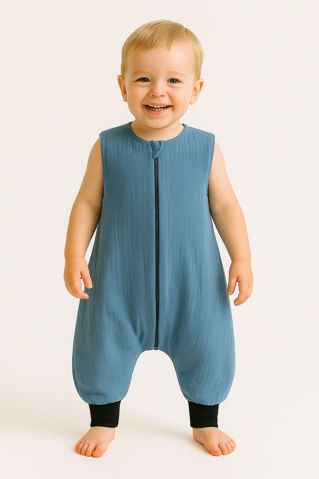 Muslin sovsäck med ben XL - sovsäck för småbarn - andningsbar bomull, rörelsefrihet, sommar