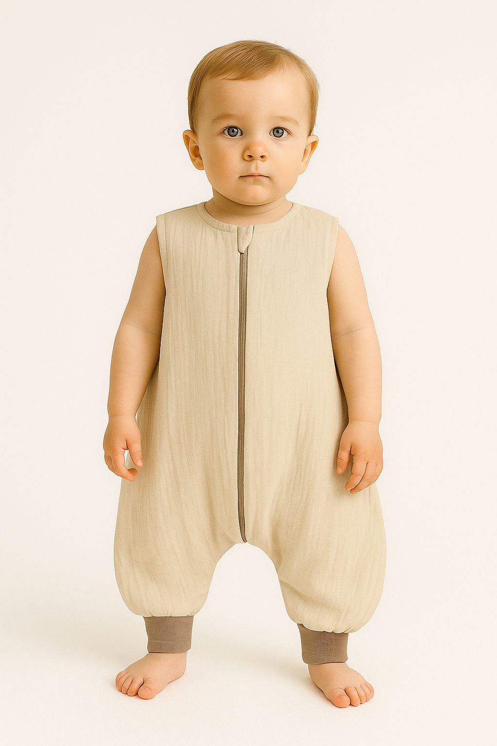 Babyslaapzak met benen - kinderslaapzak - ademend & luchtig voor zomer, muslin katoen