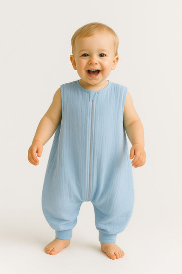 Muslin baby slaapzak met benen – peuter slaapoverall – ademend & huidvriendelijk voor zomer