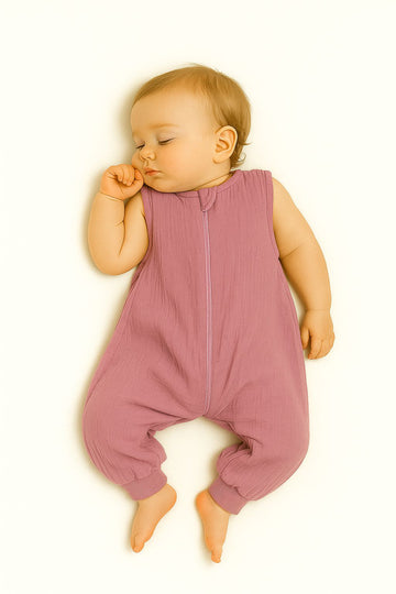 Babyslaapzak met benen - slaappak - Zomer TOG 1.0, vrij bewegen, muslin katoen, 9-24 mnd