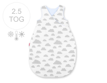 All-season slaapzak baby, wikkeldeken, optimale warmte – 75 cm – wolken grijs/blauw