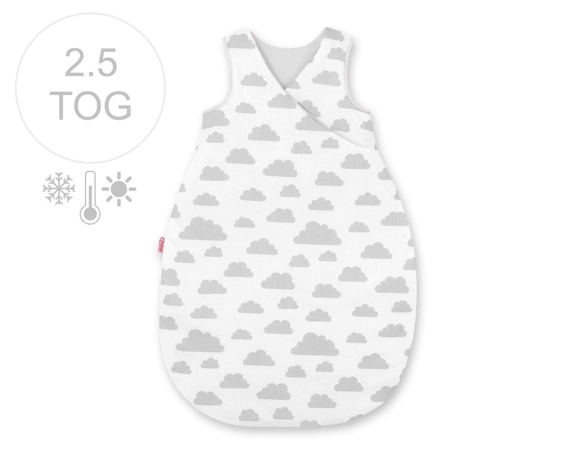 Universele slaapzak - babyslaapzak - ademend & all-season comfort, 75 cm, Warming Clouds grijs