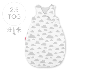 Universele slaapzak - babyslaapzak - ademend & all-season comfort, 75 cm, Warming Clouds grijs