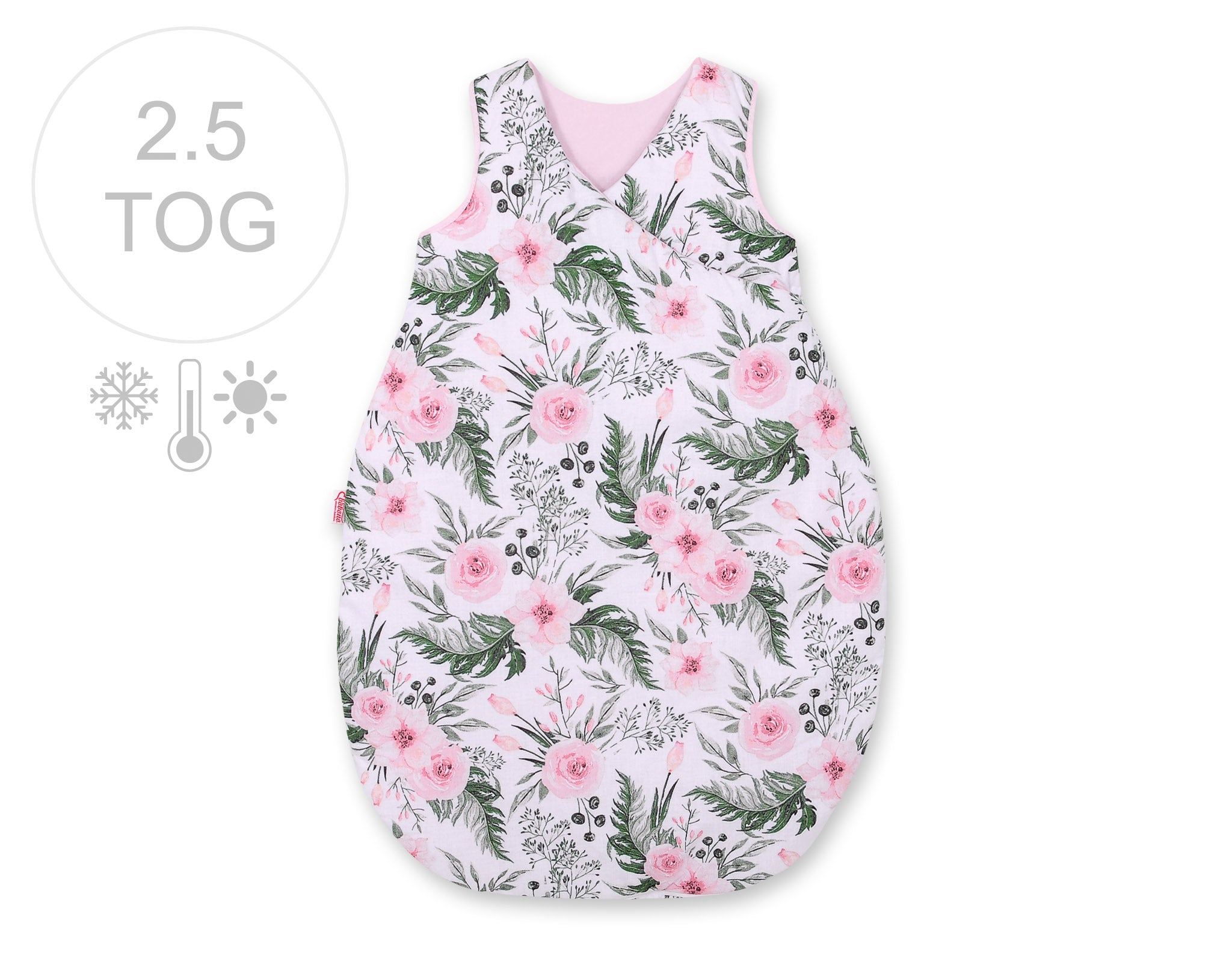 Universele slaapzak, baby slaapwikkel, optimale isolatie - 75 cm - Pioenroos Roze