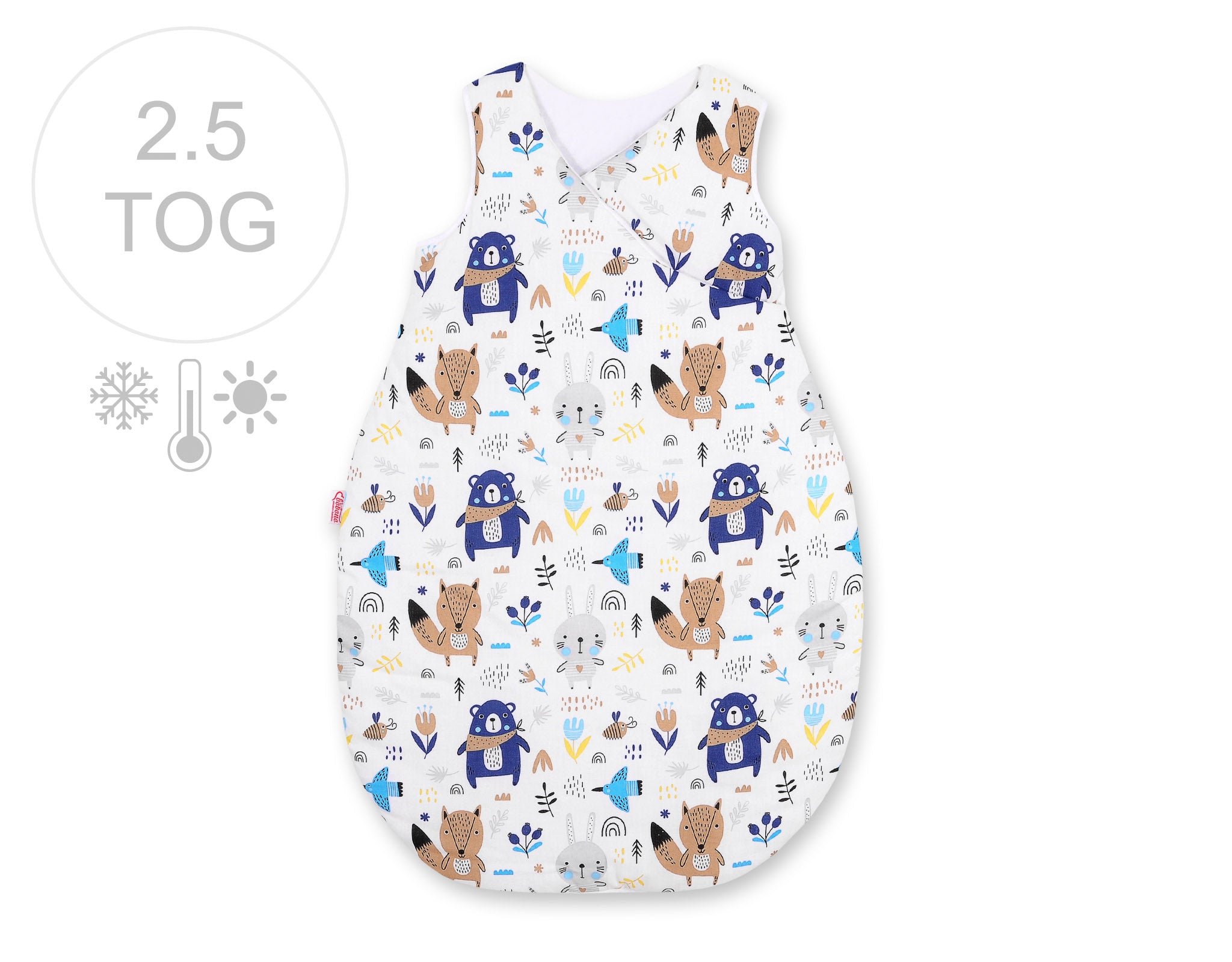 Babysovsäck – universal babysovsäck – andningsbar och året runt, 75 cm, marinblå björnar