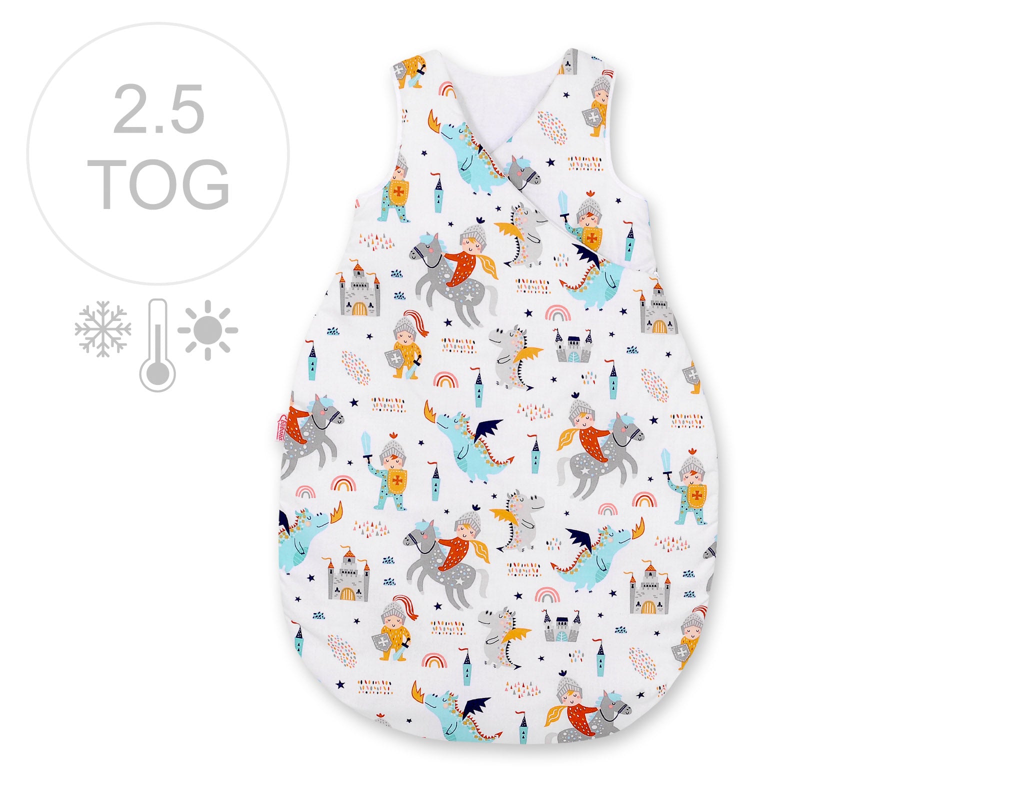 Universele slaapzak baby, all-season wikkeldeken, ademend & hypoallergeen, 75 cm, Ridders & Draken