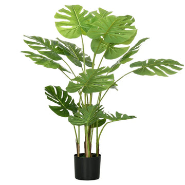 Kunstplant Monstera Deliciosa 120 cm | Kleur: Groen en zwart | Afmetingen: 17.5x17.5x120 cm