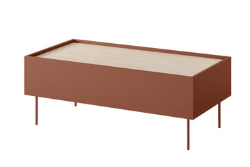 Desin Salontafel met 2 lades - Modern, Scandinavisch ontwerp | Keramiek Rood / Nagano Eik